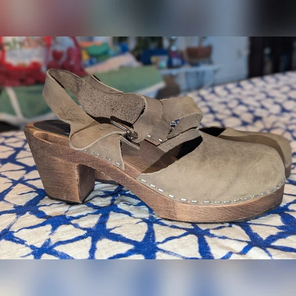 Lotta's Stockholm Highwood Taupe Clogs Oiled Nubuck Leather Brown Base 38 / 7.5 - Picture 8 of 15